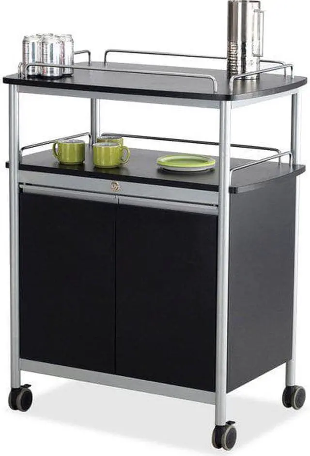 Alt view image 6 of 11 - Safco Mobile Beverage Cart 33-1/2w x 21-3/4d x 43h Black 8964BL