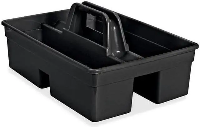 Alt view image 7 of 9 - Rubbermaid Commercial Executive Carry Caddy 2-Compartment Plastic 10 3/4"W x 6 1/2"H Black 1880994