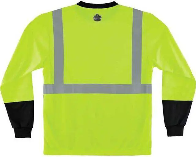 Alt view image 2 of 2 - ERGODYNE 8291BK Long Sleeve Hi-Vis Black Bottom T-Shirt, Class 2, Polyester