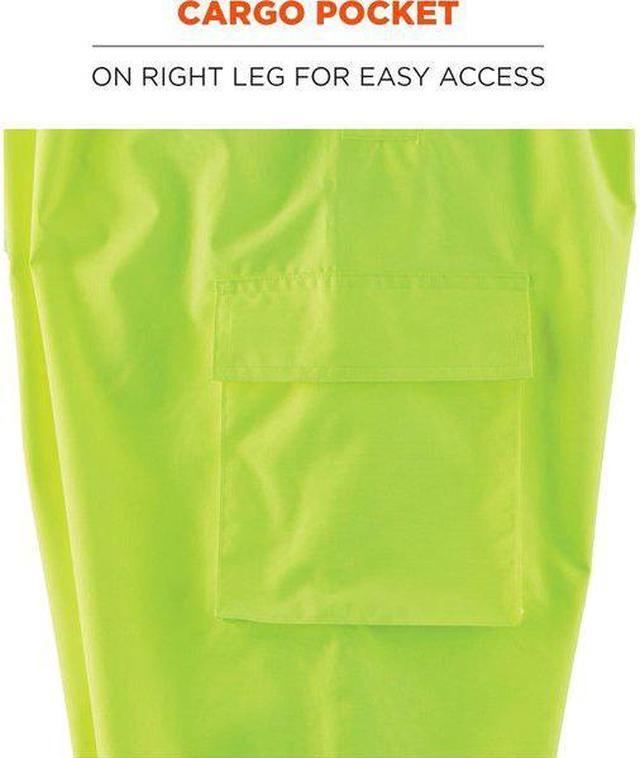 Alt view image 2 of 2 - GLOWEAR BY ERGODYNE 8918BK Black Bottom Rain Bibs,Lime,XL