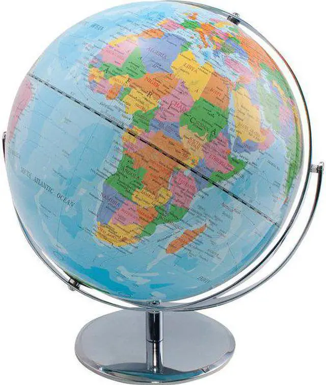 Alt view image 7 of 11 - Advantus 12-Inch Globe with Blue Oceans Silver-Toned Metal Desktop Base Full-Meridian 30502