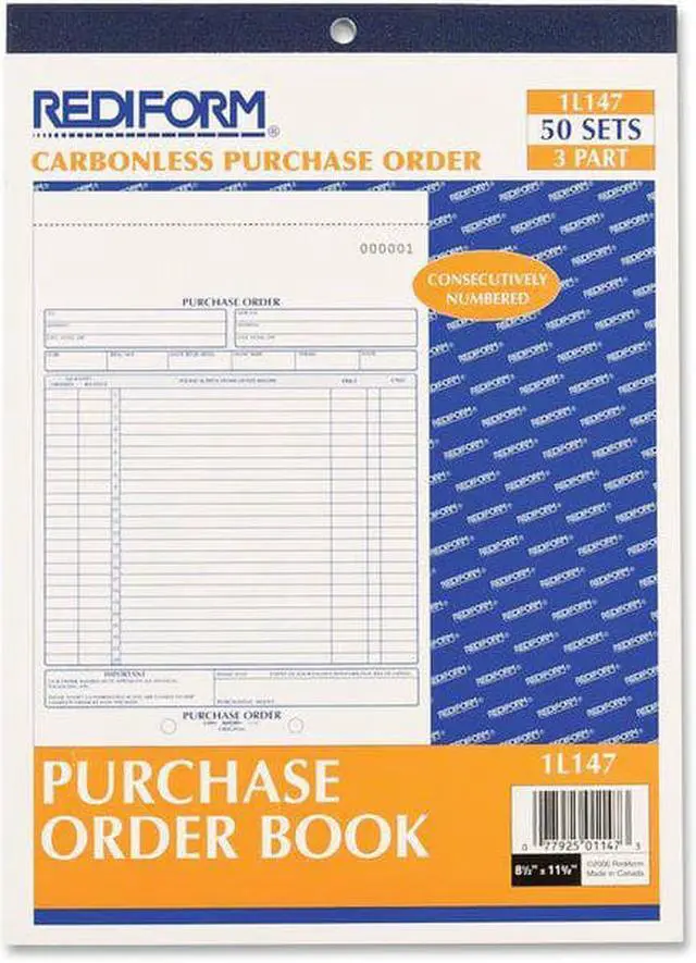Alt view image 10 of 13 - Purchase Order Book, 8 1/2 X 11, Letter, Three-Part Carbonless, 50 Sets/book