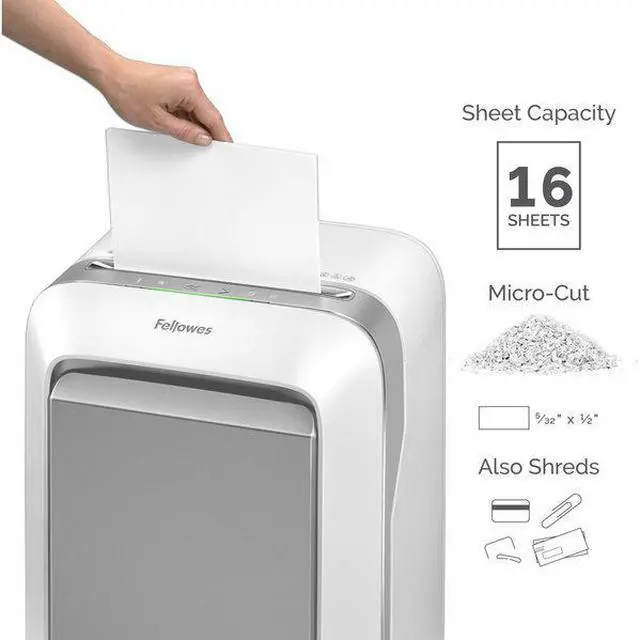 Alt view image 15 of 20 - Fellowes - 5015301 - Fellowes Powershred LX210 Micro-Cut Shredder (White) - Micro Cut - 16 Per Pass - for shredding