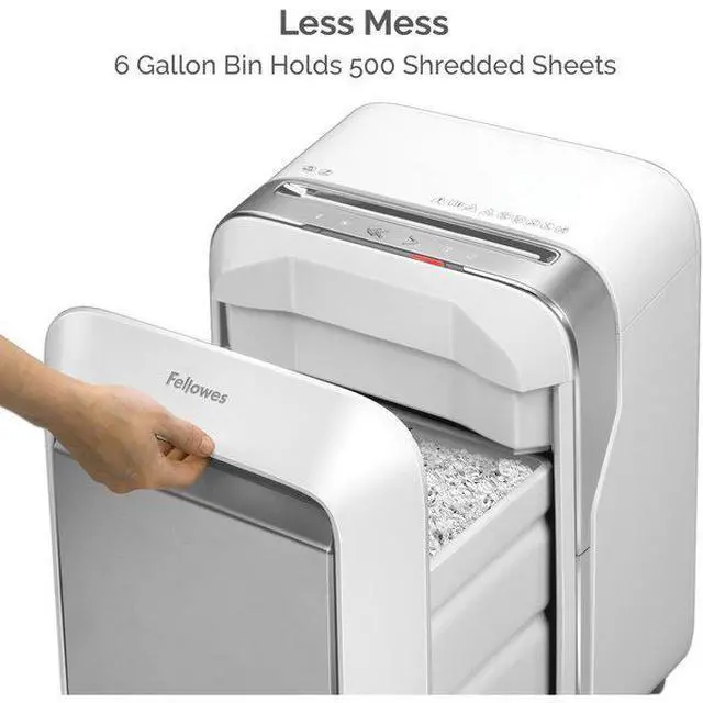 Alt view image 13 of 20 - Fellowes - 5015301 - Fellowes Powershred LX210 Micro-Cut Shredder (White) - Micro Cut - 16 Per Pass - for shredding