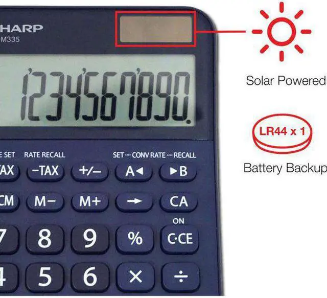 Alt view image 10 of 14 - Sharp ELM335BBL Desktop Calculator 10-Digit LCD Blue