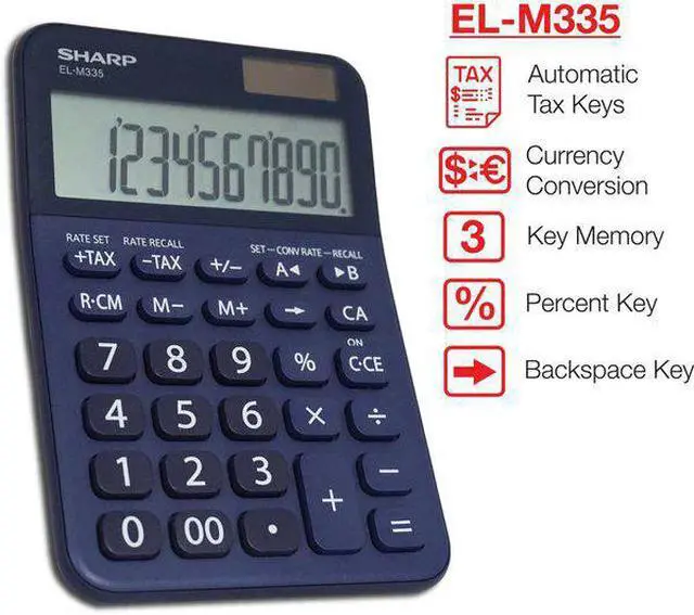 Alt view image 11 of 14 - Sharp ELM335BBL Desktop Calculator 10-Digit LCD Blue