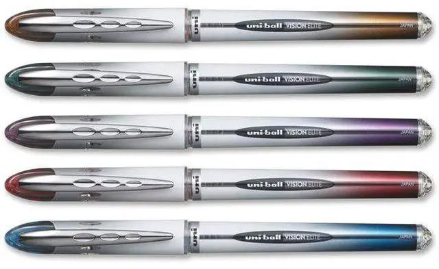 Alt view image 6 of 12 - Uni-Ball 1832404 Vision Elite BLX Series Rollerball Pen, 0.8 mm, Assorted, 5-Pk