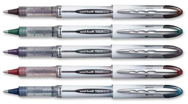 Alt view image 7 of 12 - Uni-Ball 1832404 Vision Elite BLX Series Rollerball Pen, 0.8 mm, Assorted, 5-Pk