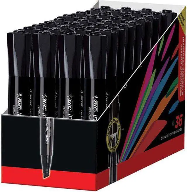Alt view image 9 of 12 - BIC Intensity Chisel Tip Permanent Marker Broad Black 36/Pack GPMM36BK
