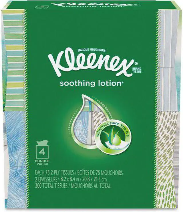 Alt view image 6 of 6 - Lotion Facial Tissue, 2-Ply, White, 65 Sheets/Box, 4 Boxes/Pack 50174