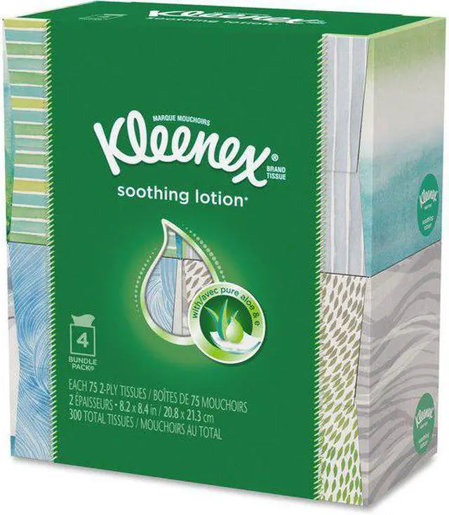 Alt view image 5 of 6 - Lotion Facial Tissue, 2-Ply, White, 65 Sheets/Box, 4 Boxes/Pack 50174