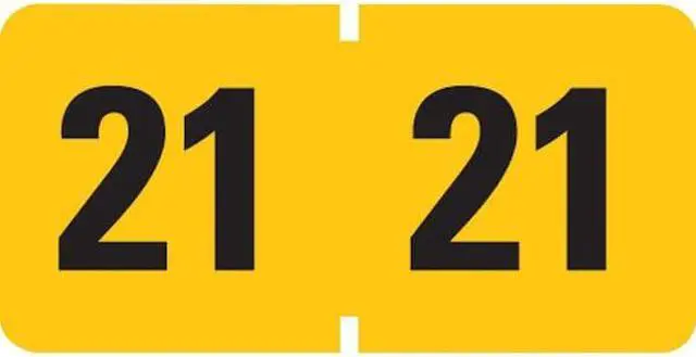 Alt view image 12 of 13 - Year 2021 End Tab Folder Labels, 1.5 x 0.75, Yellow/Black, 500 Labels/Roll 68321