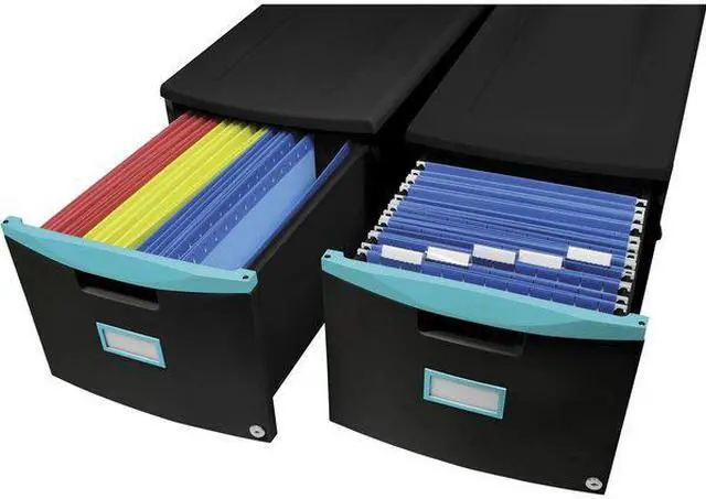 Alt view image 16 of 18 - Storex Single-Drawer Mobile Filing Cabinet 14.75wx18.25dx12.75h Black/Teal