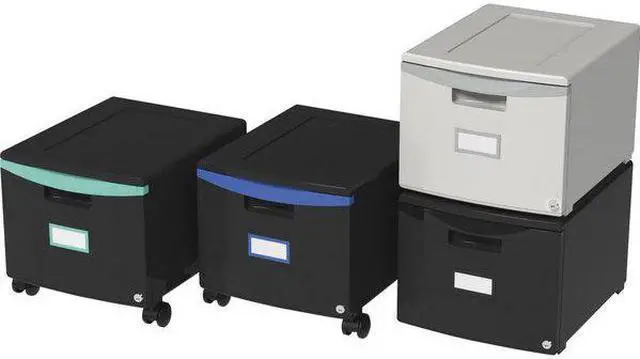 Alt view image 15 of 18 - Storex Single-Drawer Mobile Filing Cabinet 14.75wx18.25dx12.75h Black/Teal