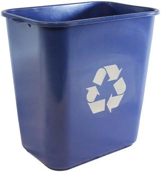 Alt view image 3 of 4 - IMPACT IMP 7702 BLU-R Soft-Sided Recycle Logo Plastic Wastebasket, Rectangular, 28 qt, Polyethylene, Blue