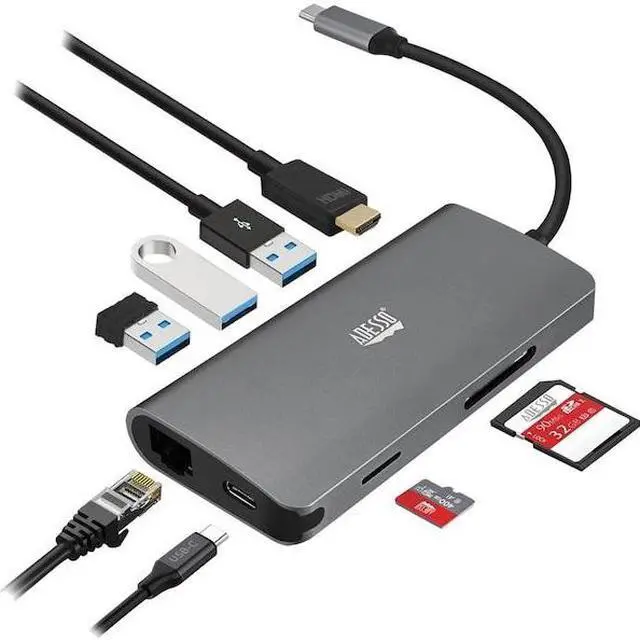 Alt view image 14 of 20 - Adesso 8-in-1 USB-C Multi-Port Docking Station TAA Compliant AUH4030