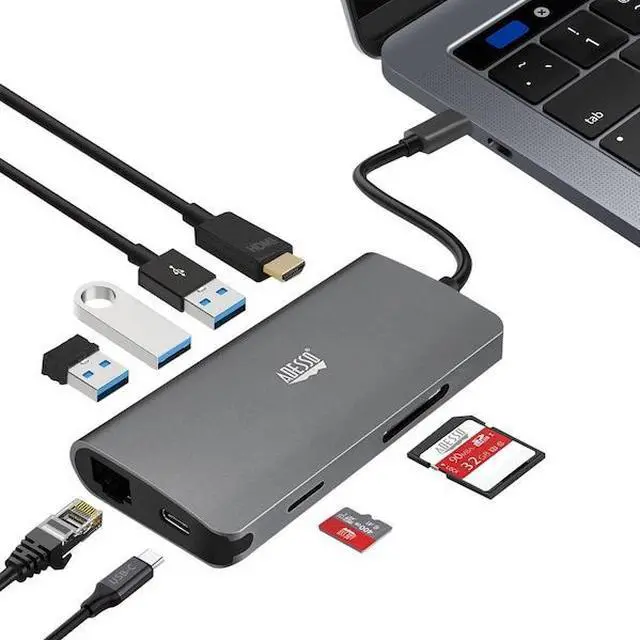 Alt view image 17 of 20 - Adesso 8-in-1 USB-C Multi-Port Docking Station TAA Compliant AUH4030