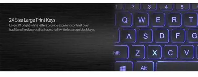 Alt view image 13 of 20 - ADESSO AKB-139EB ADESSO 2X LARGE PRINT , ON AND OFF ILLIMINATED BACKLIGHT USB KEYBOARD, INTERNE