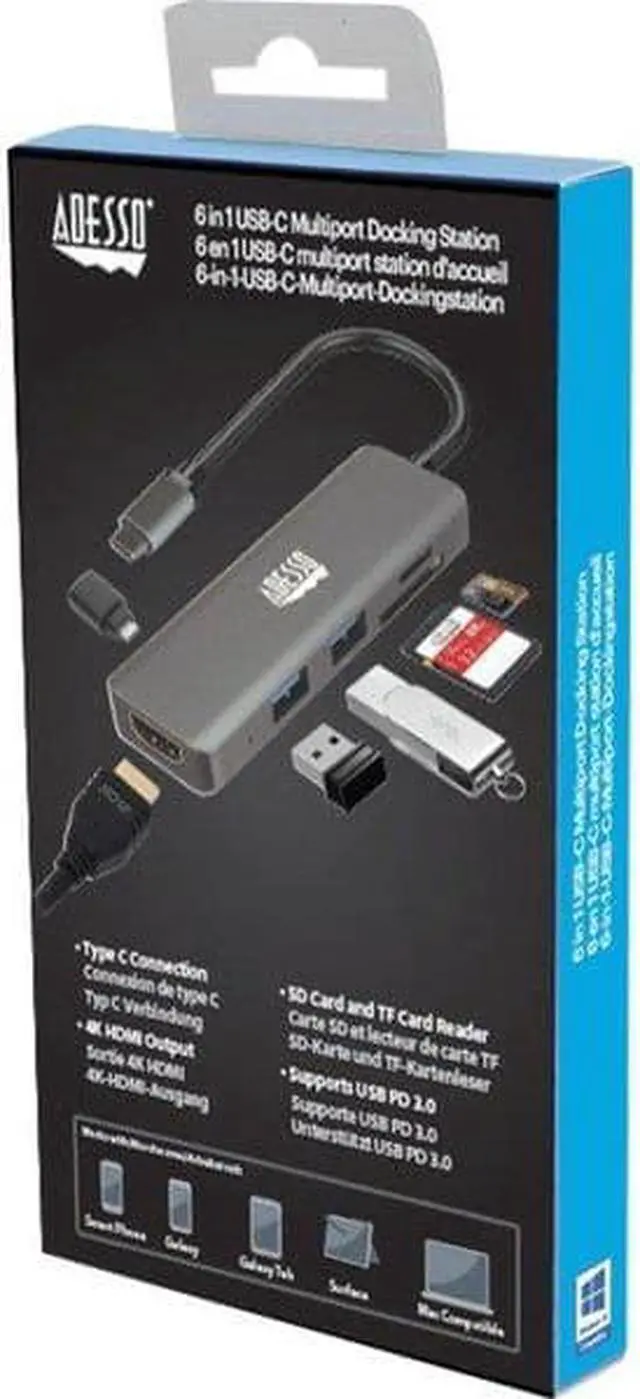 Alt view image 18 of 20 - Adesso 6-in-1 USB-C Multi-Port Docking Station TAA Compliant AUH4020