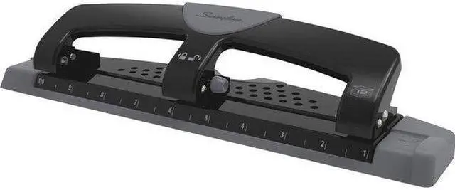 Alt view image 4 of 12 - SWINGLINE A7074134 Three-Hole Paper Punch,12 Sheets,Blk/Gry