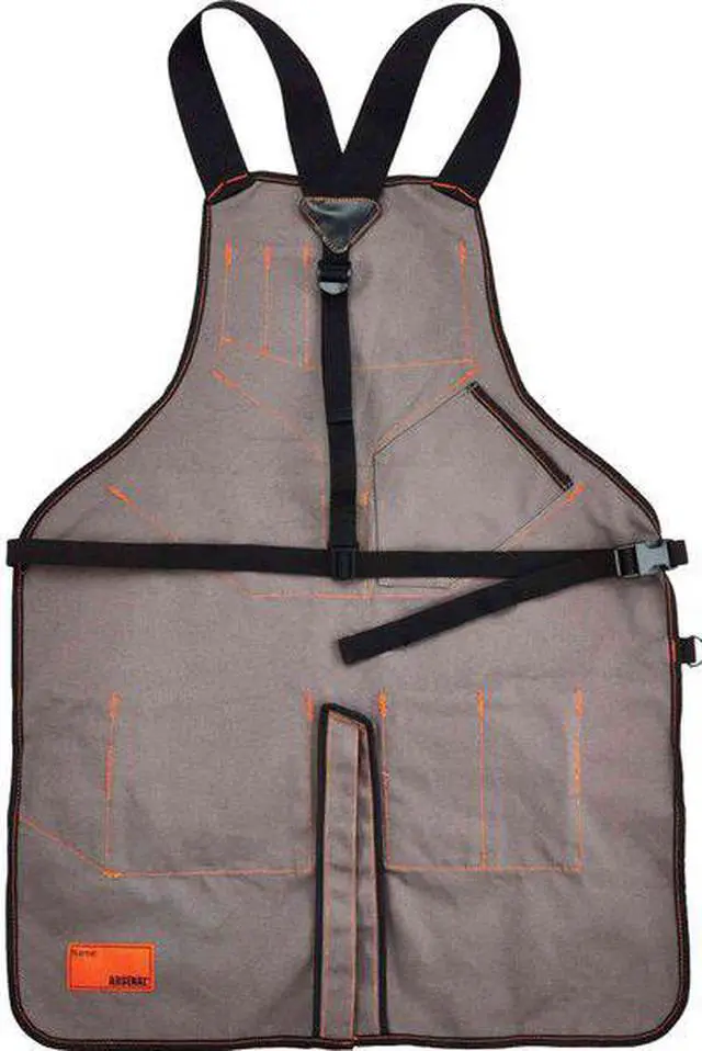 Alt view image 3 of 8 - ergodyne arsenal 5705 full length tool work apron, 13pockets, gray