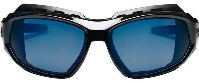 Alt view image 11 of 11 - Ergodyne 56092 Skullerz Loki Safety Glass/Goggle, Black Frame/Blue Mirror Lens,Nylon/Polycarb