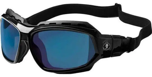 Alt view image 10 of 11 - Ergodyne 56092 Skullerz Loki Safety Glass/Goggle, Black Frame/Blue Mirror Lens,Nylon/Polycarb