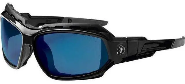 Alt view image 9 of 11 - Ergodyne 56092 Skullerz Loki Safety Glass/Goggle, Black Frame/Blue Mirror Lens,Nylon/Polycarb