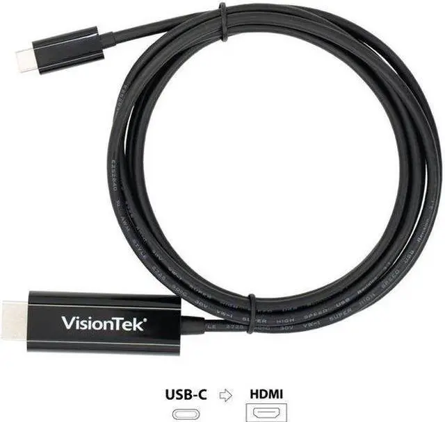Alt view image 9 of 16 - VisionTek 901219 6 Feet USB C/Thunderbolt 3 to HDMI 2.0 Cable - Black