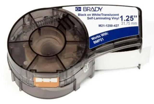 Alt view image 4 of 4 - BRADY M21-1250-427 Label Tape Cartridge, Black on White, Labels/Roll: Continuous