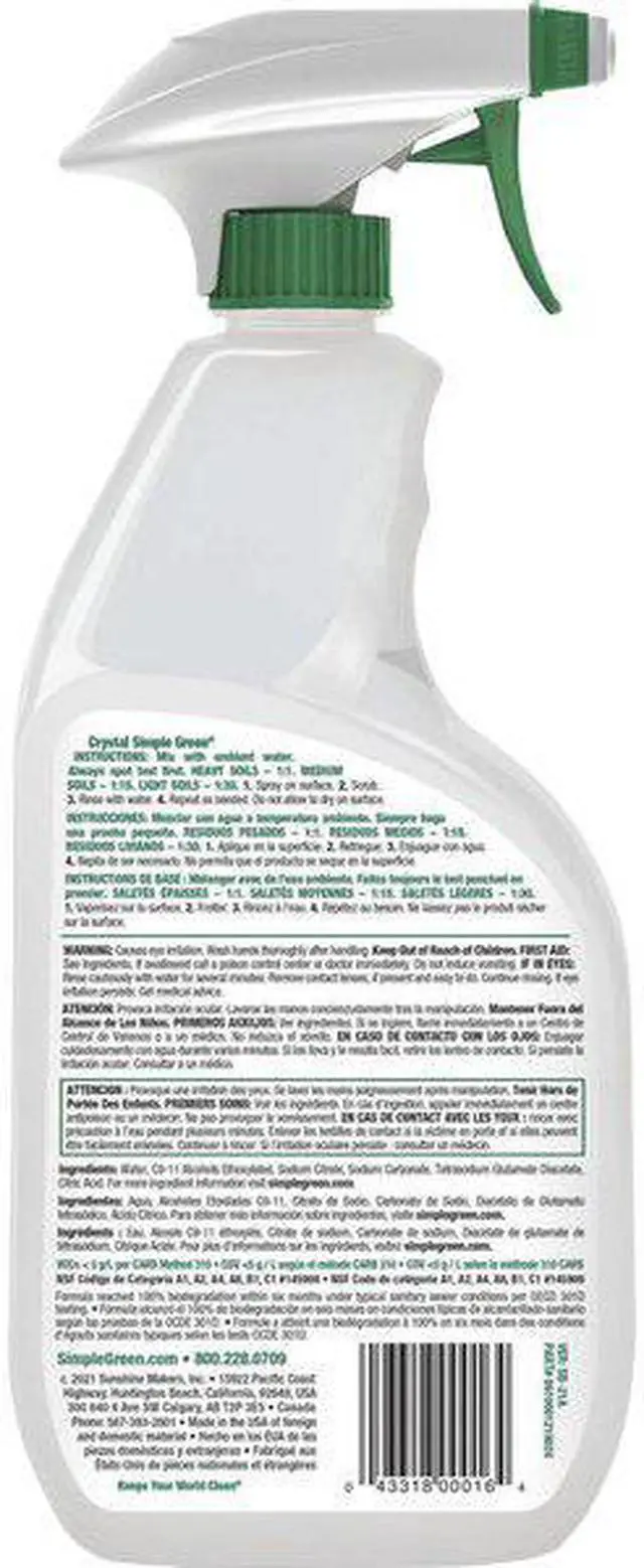 Alt view image 5 of 5 - SIMPLE GREEN Cleaner/Degreaser, 24 oz. Crystal (Case of 12)