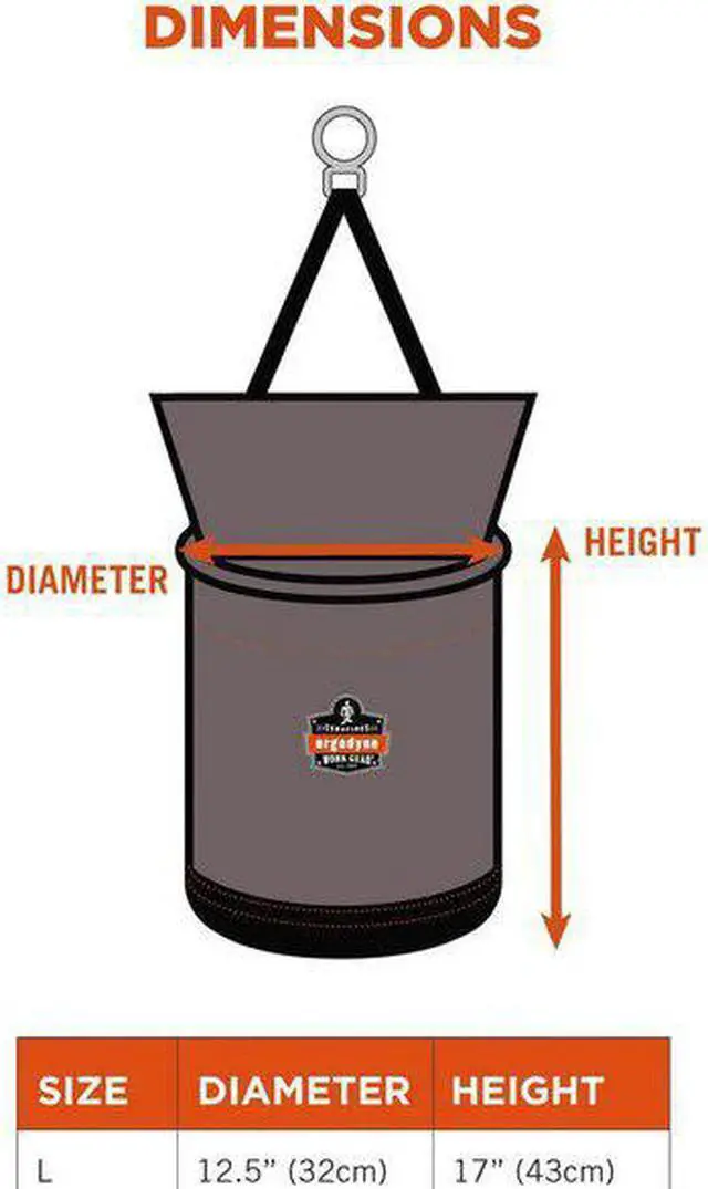 Alt view image 3 of 7 - ERGODYNE 5974 Gray Hoist Bucket with Swiveling Carabiner, L