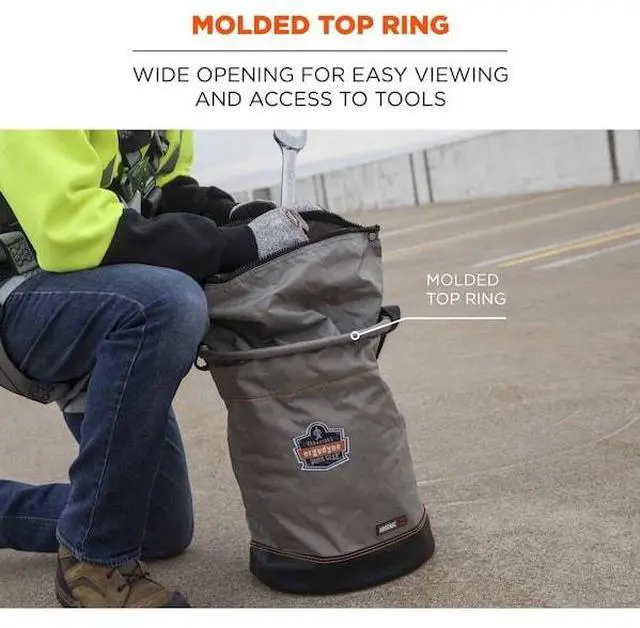 Alt view image 5 of 7 - ERGODYNE 5974 Gray Hoist Bucket with Swiveling Carabiner, L