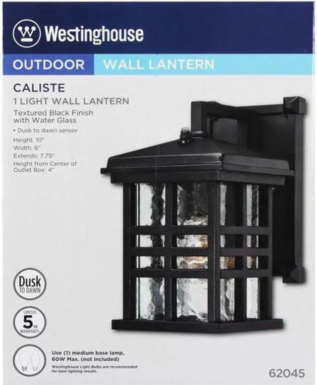 Alt view image 3 of 6 - Westinghouse 6204500 Caliste One Light Outdoor Wall Lantern with Dusk to Dawn Sensor, Textured Black