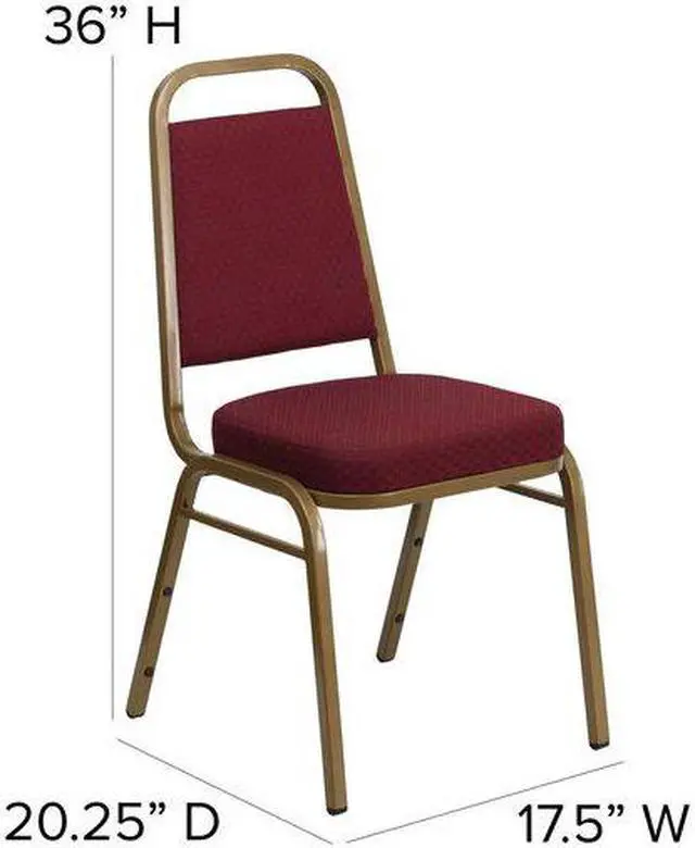 Alt view image 7 of 20 - HERCULES Series Trapezoidal Back Stacking Banquet Chair in Burgundy Patterned Fabric - Gold Frame