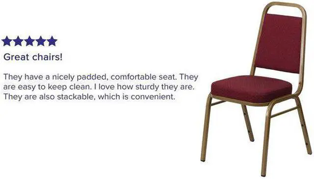 Alt view image 9 of 20 - HERCULES Series Trapezoidal Back Stacking Banquet Chair in Burgundy Patterned Fabric - Gold Frame