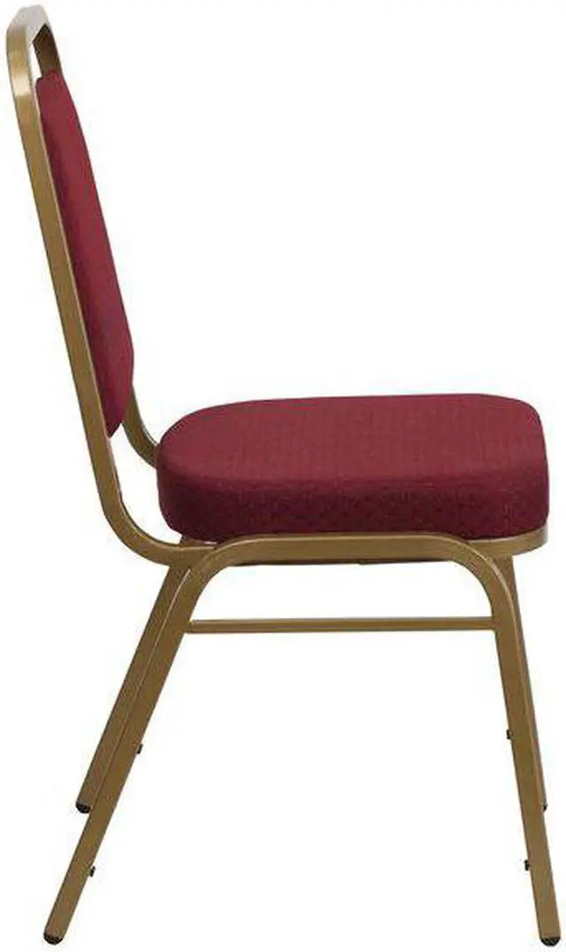 Alt view image 11 of 20 - HERCULES Series Trapezoidal Back Stacking Banquet Chair in Burgundy Patterned Fabric - Gold Frame