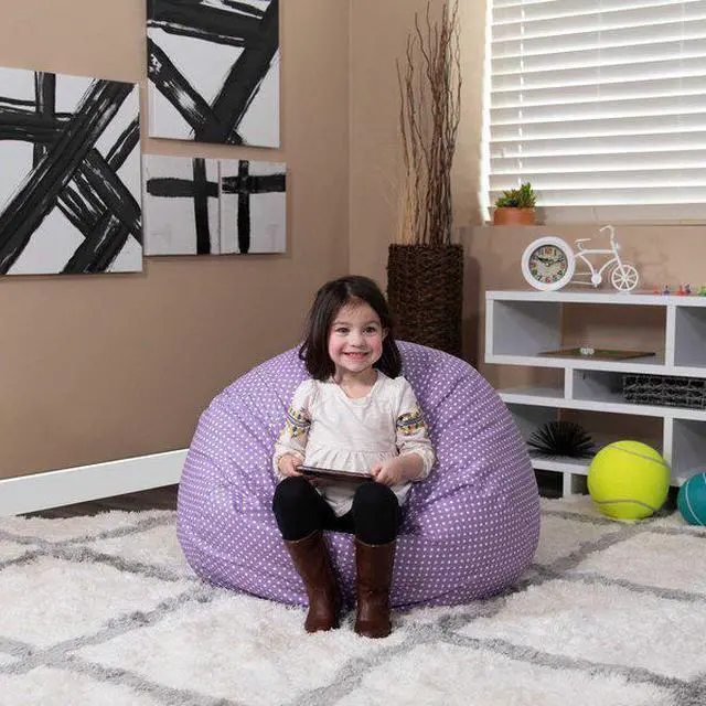 Alt view image 6 of 19 - Small Lavender Dot Bean Bag Chair for Kids and Teens