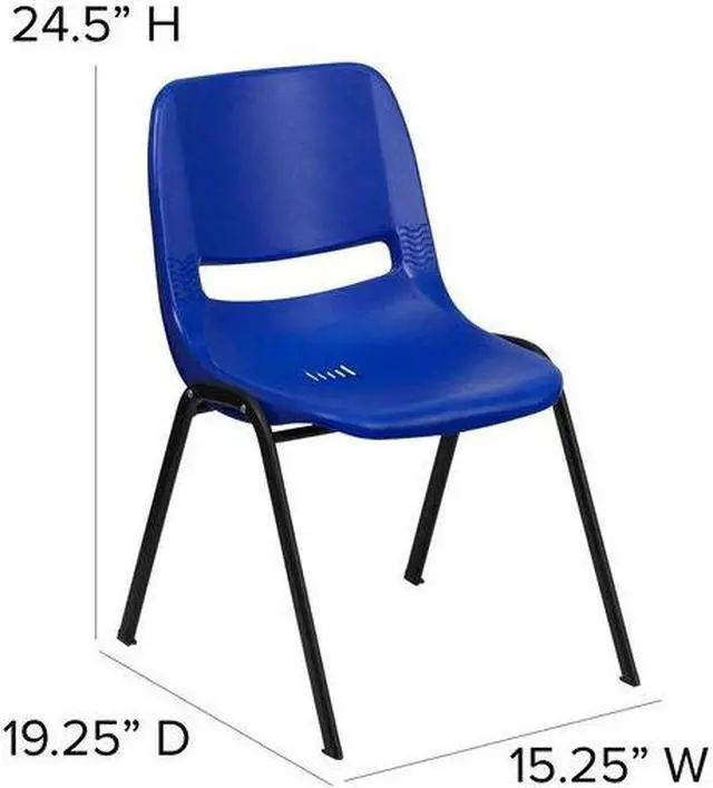 Alt view image 10 of 20 - HERCULES Series 440 lb. Capacity Kid's Navy Ergonomic Shell Stack Chair with Black Frame and 14" Seat Height