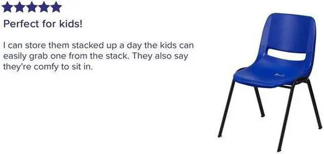 Alt view image 13 of 20 - HERCULES Series 440 lb. Capacity Kid's Navy Ergonomic Shell Stack Chair with Black Frame and 14" Seat Height
