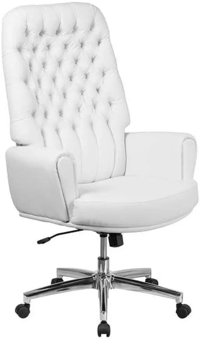 Alt view image 10 of 20 - Flash Furniture High Back Traditional Tufted White Leather Executive Swivel Chair with Arms