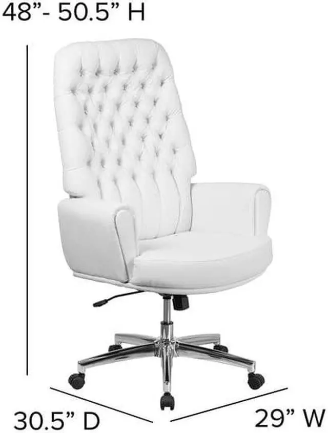 Alt view image 12 of 20 - Flash Furniture High Back Traditional Tufted White Leather Executive Swivel Chair with Arms