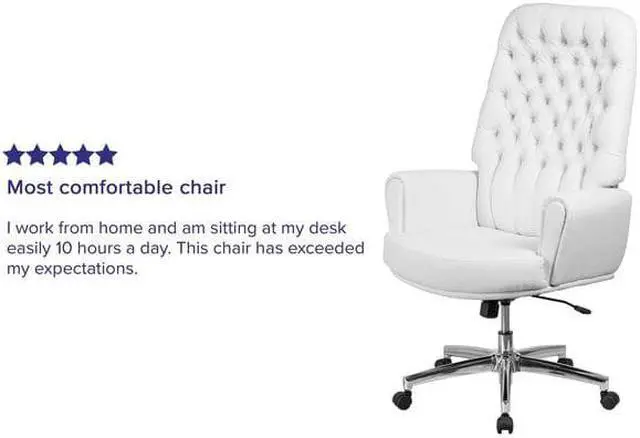Alt view image 14 of 20 - Flash Furniture High Back Traditional Tufted White Leather Executive Swivel Chair with Arms