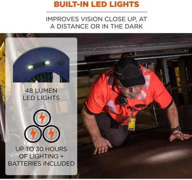 Alt view image 11 of 12 - 8960  Blk-Long Brim LED Bump Cap
