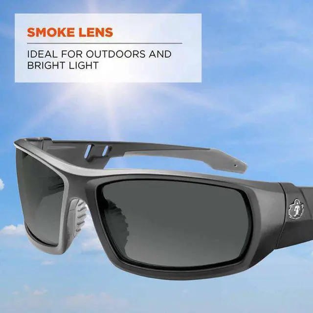 Alt view image 6 of 7 - Ergodyne 50430 Skullerz Odin Safety Glasses, Matte Black Frame/Smoke Lens, Nylon/Polycarb