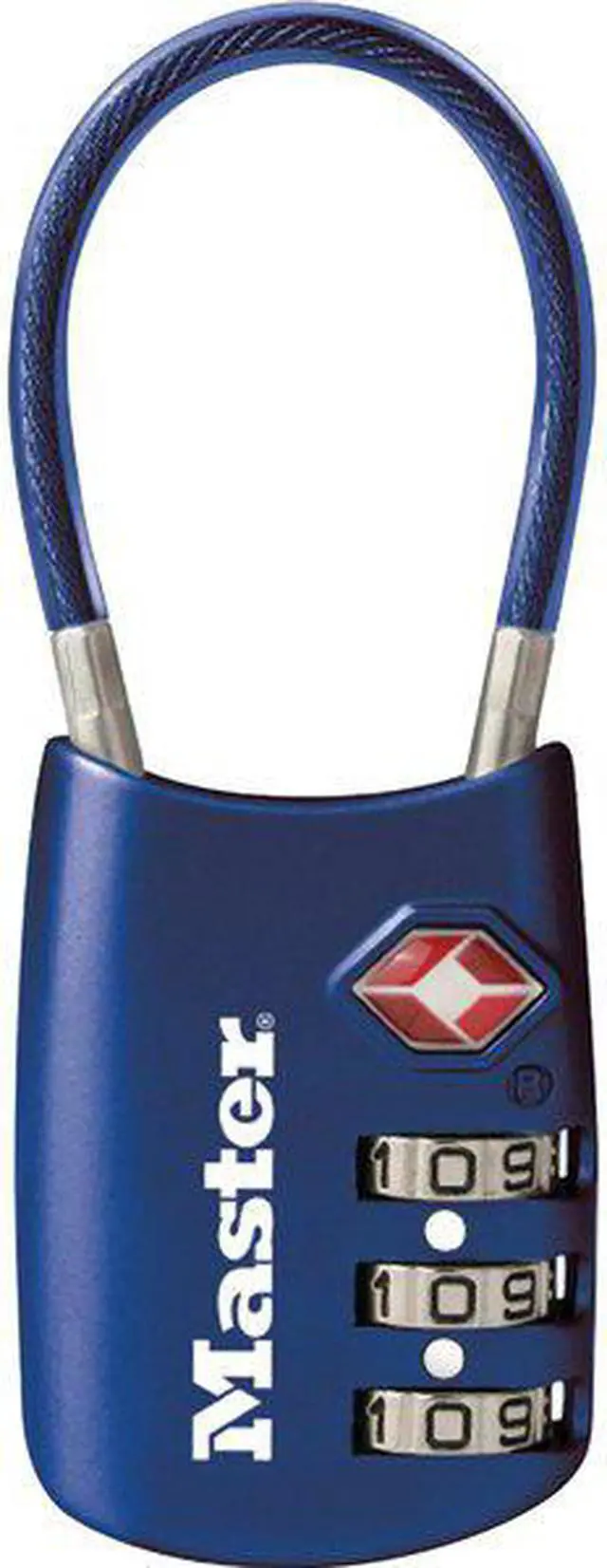 Alt view image 3 of 4 - Master Lock 4688D Combination Padlock, Side, 3 Dial, Blue