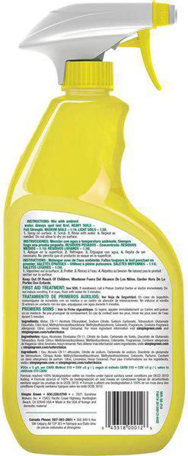 Alt view image 4 of 4 - SIMPLE GREEN 3010001214002 Liquid 24 oz. Industrial Cleaner and Degreaser,