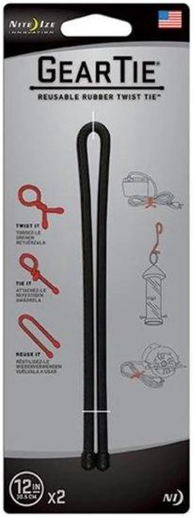 Alt view image 6 of 8 - Nite Ize GT122PK01 Gear Tie 12", 2 Pack, Black