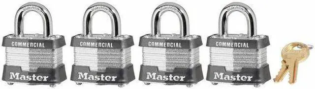 Alt view image 4 of 5 - Master Lock - 3QCOM - Master Lock Silver Laminated Steel General Security Padlock Hardened Steel Shackle
