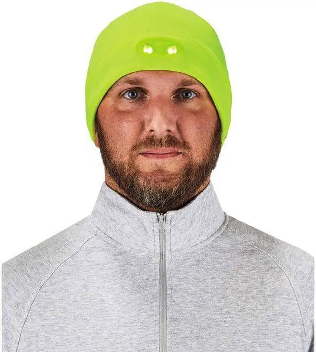 Alt view image 6 of 8 - ERGODYNE 6804 Beanie Cap,Over The Head,Universal,Lime
